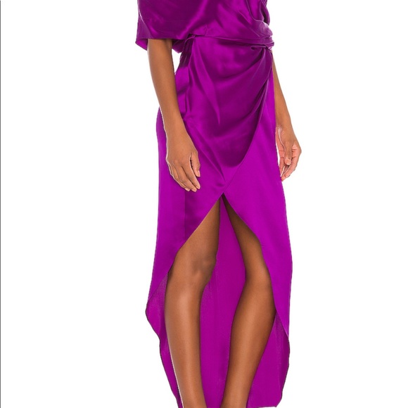 michelle mason wide neck wrap dress